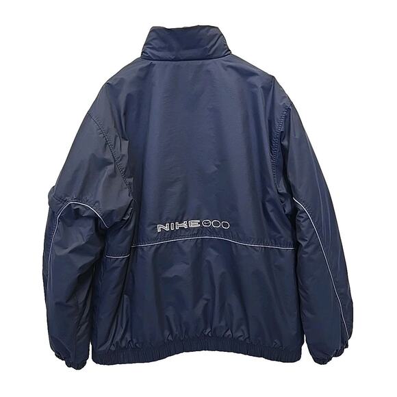 Vintage Nike 000 Mens Y2K Puffer Coat Sz L Blue Embroidered Jacket - Picture 1 of 10